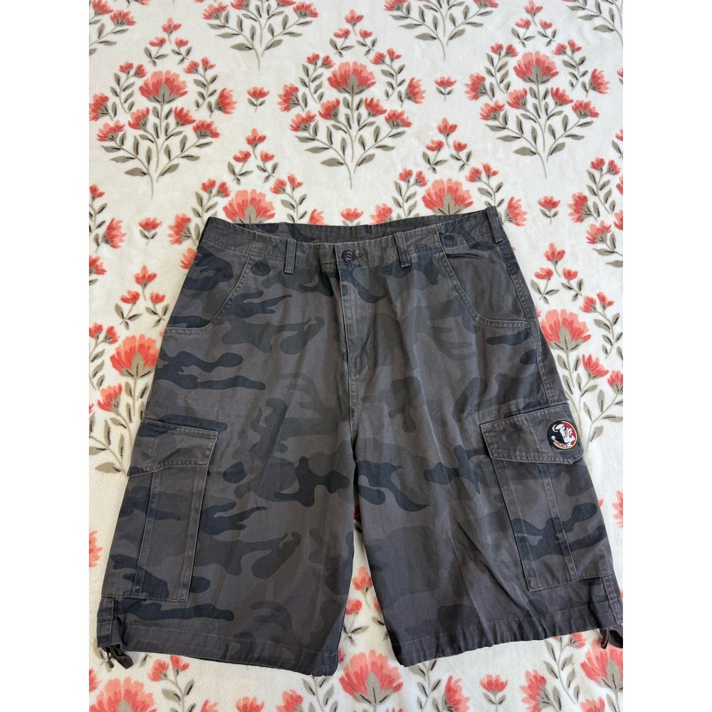 J. America Florida State Seminoles Mens Camo Cargo Shorts Large FSU Black Gray